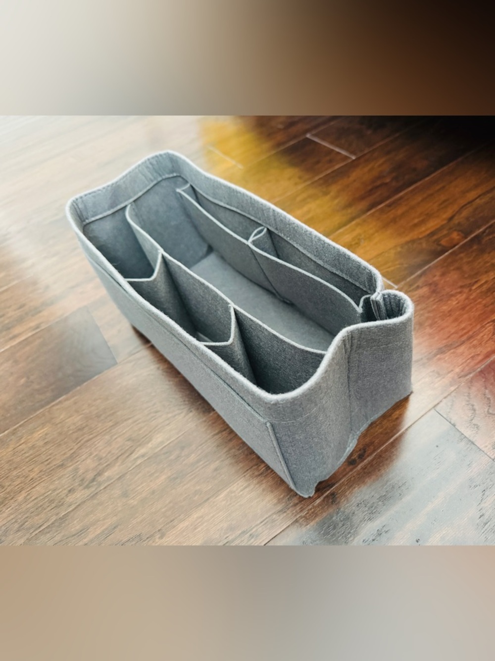 Gray Felt Purse Organizer Insert with Multiple Pockets